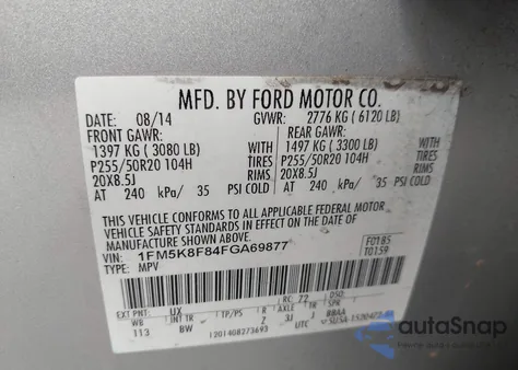 2015 Ford Explorer Limited z USA, uszkodzony, nr VIN 1FM5K8F84FGA69877